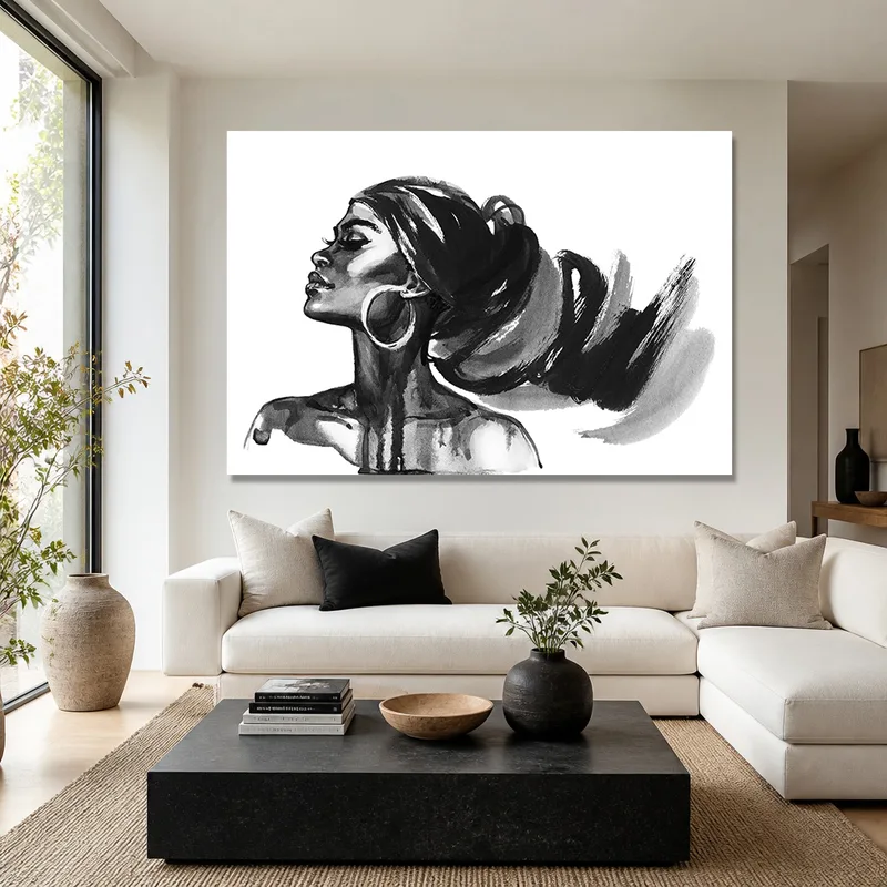 Quadro su tela ritratto di donna nera