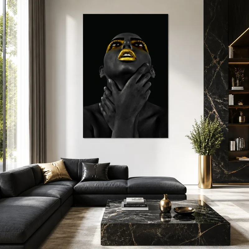 Espressione Labbra Dorate quadro moderno su tela