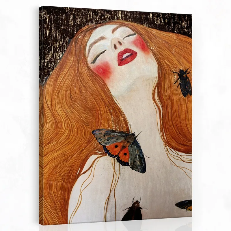 Mujer pelirroja con mariposas cuadro moderno