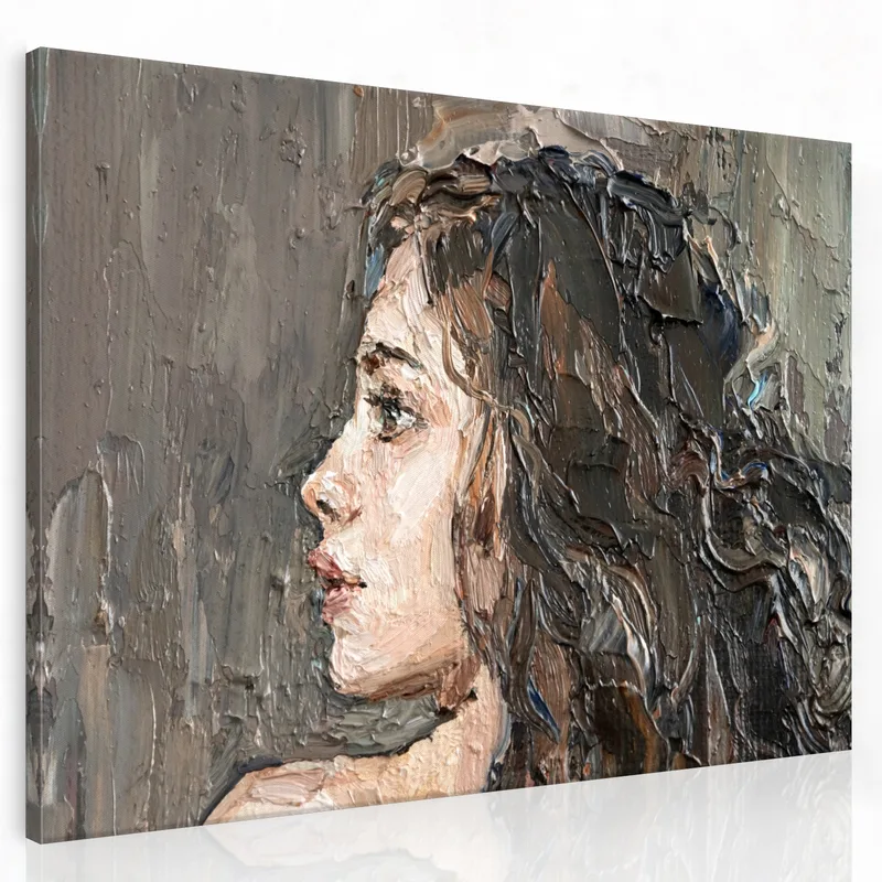 Lienzo artistico retrato de perfil femenino
