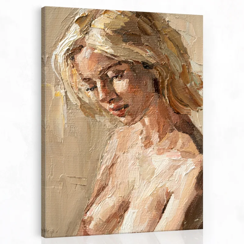 Retrato de mujer rubia serena cuadro en lienzo