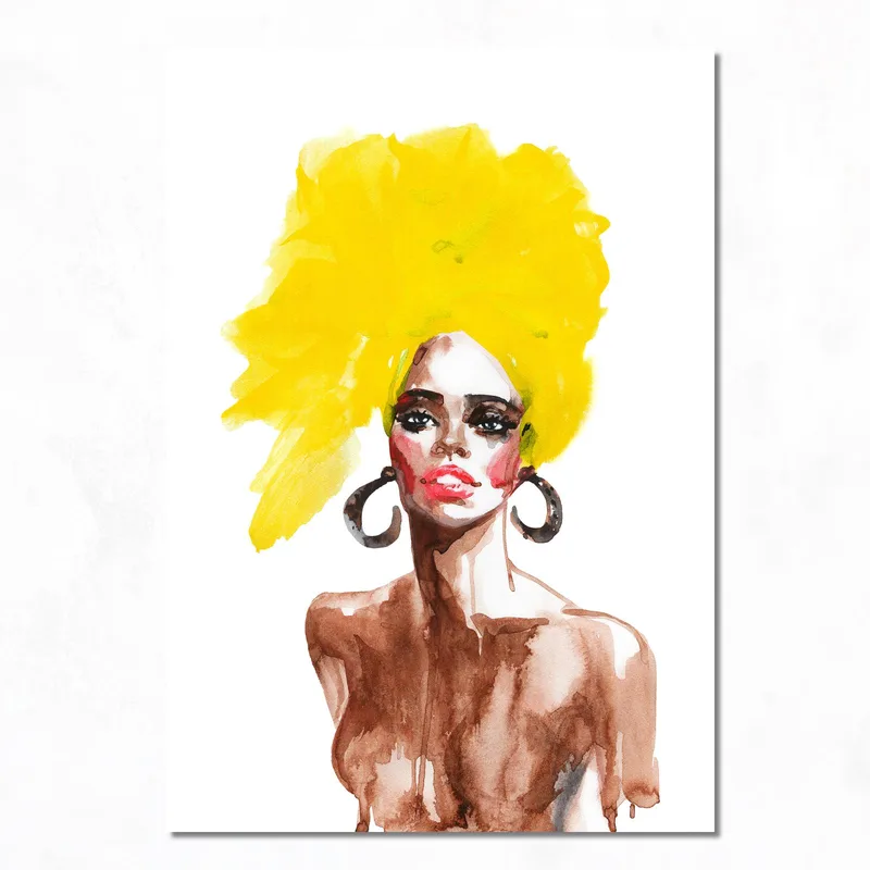 Modello Afro Giallo quadro moderno su tela
