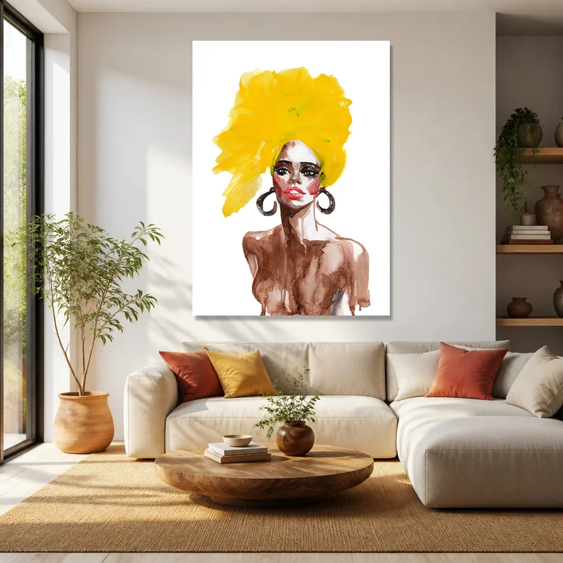 Modello Afro Giallo quadro moderno su tela
