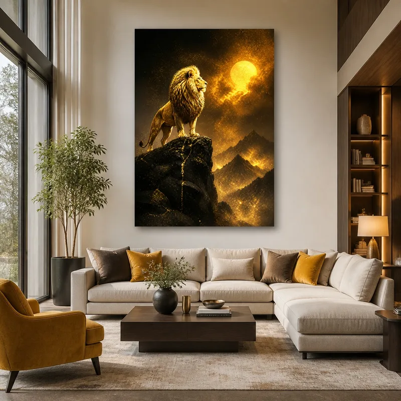 Leinwanddruck goldene löwenmajestät
