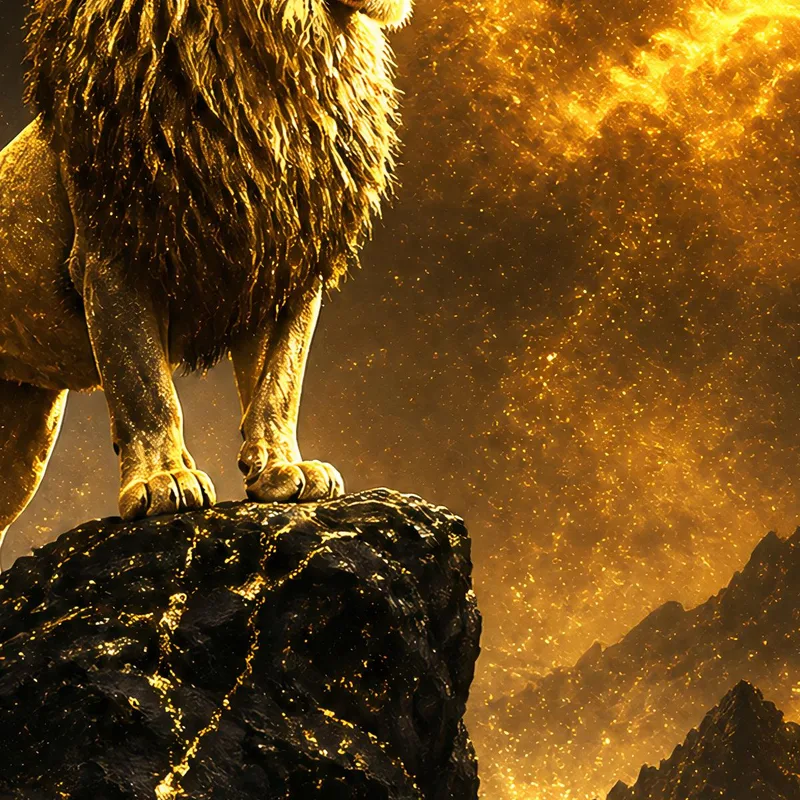 Leinwanddruck goldene löwenmajestät