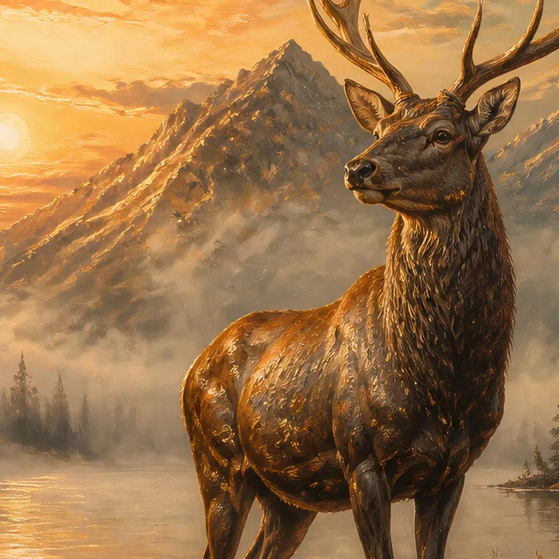 Leinwanddruck majestätischer hirsch in herbstlandschaft