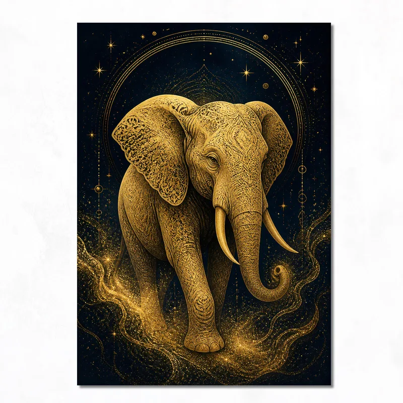 Élégant Éléphant Doré tableau moderne