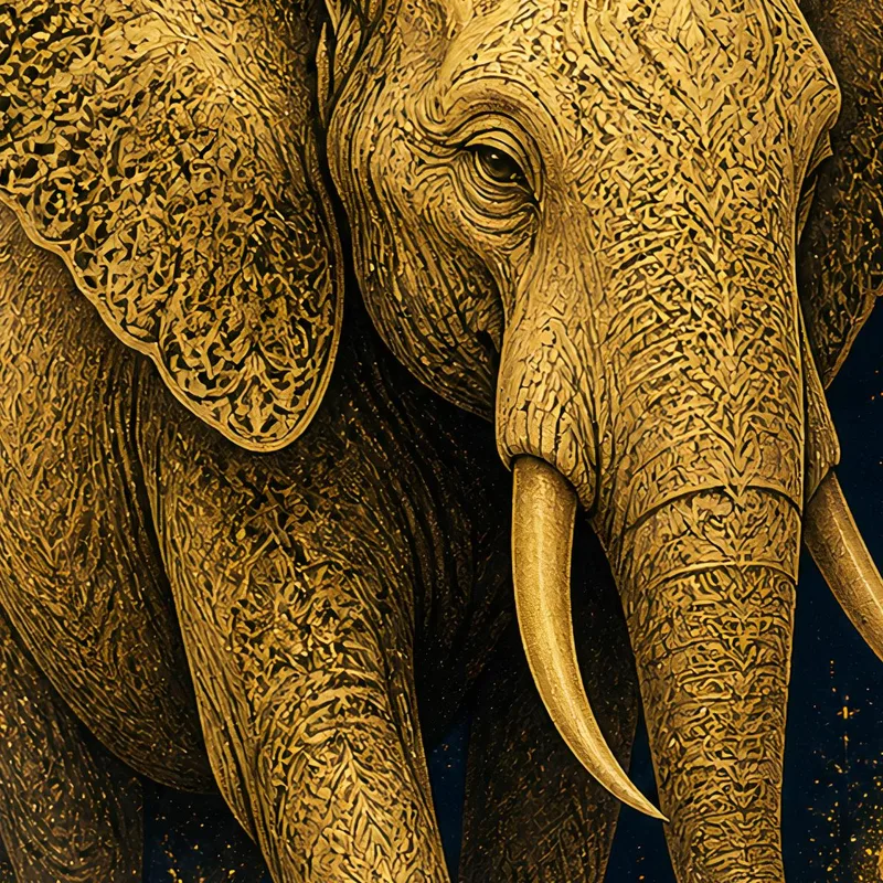 Élégant Éléphant Doré tableau moderne