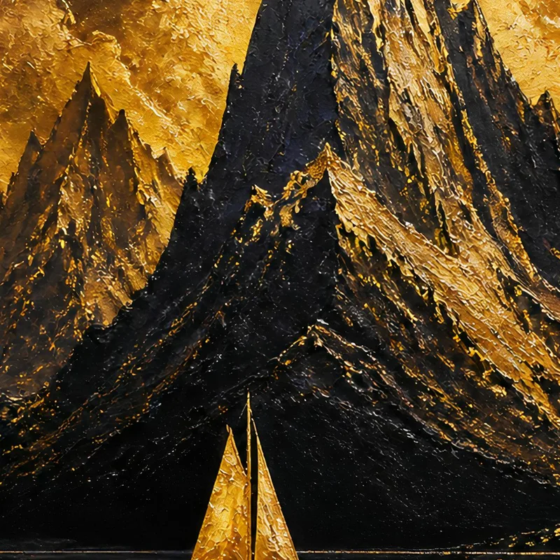 Kunstdruck goldene berglandschaft