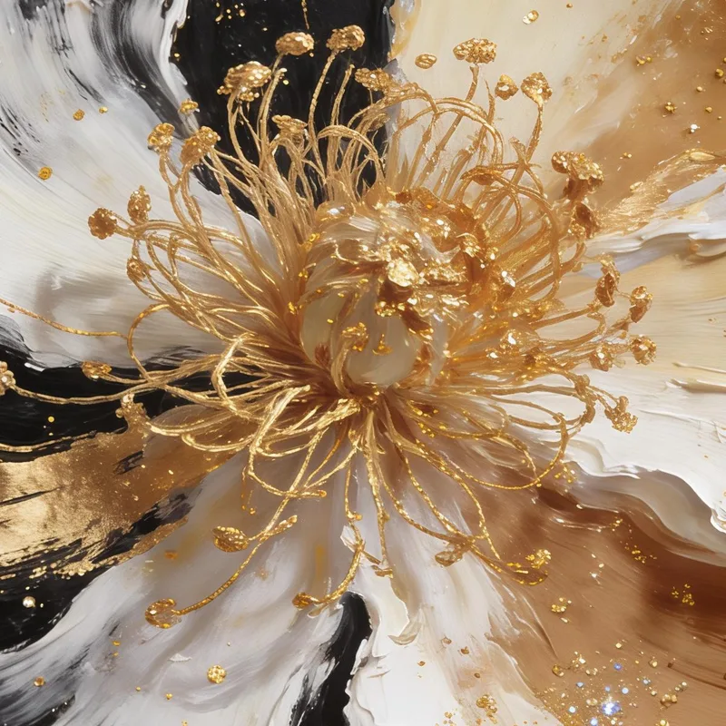 Fiore Oro e Bianco stampa su tela