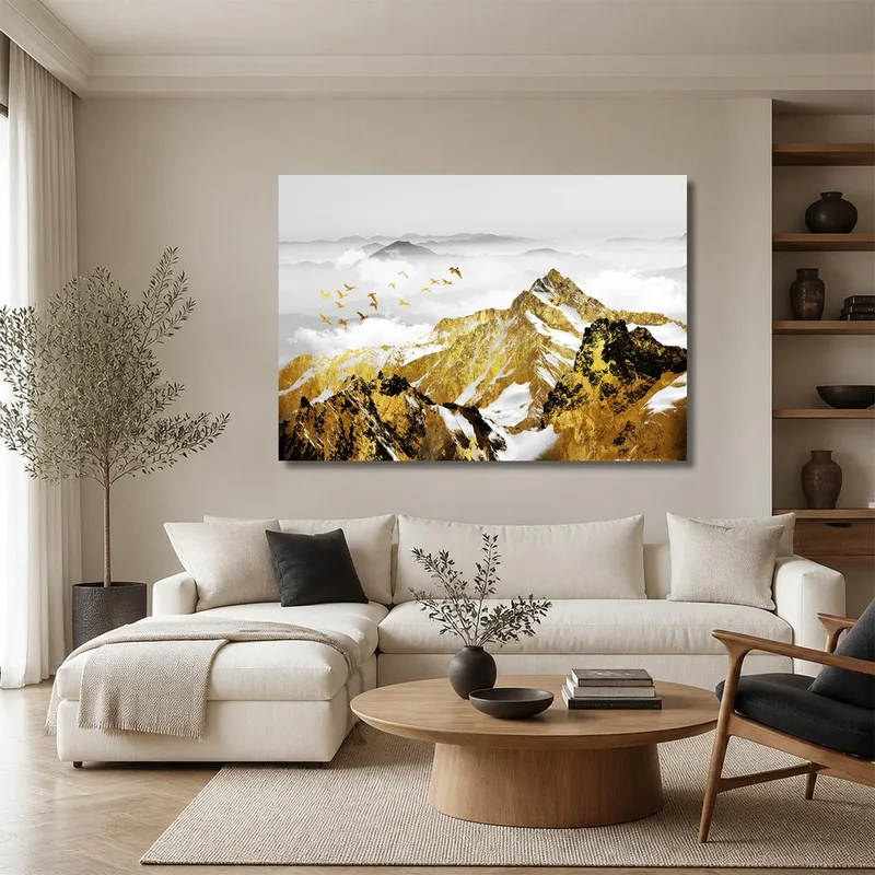 Modern canvas golden mountain peaks