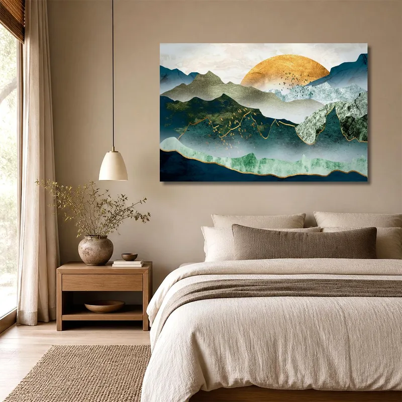Bergsonnenuntergang drucken auf leinwand