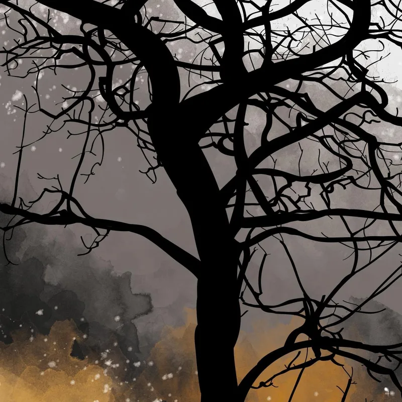 Kunstdruck hirschsilhouette im herbstnebel