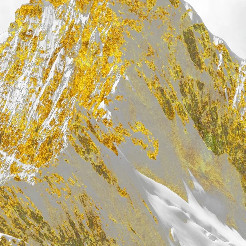Lienzo artistico paisaje de montaña dorado