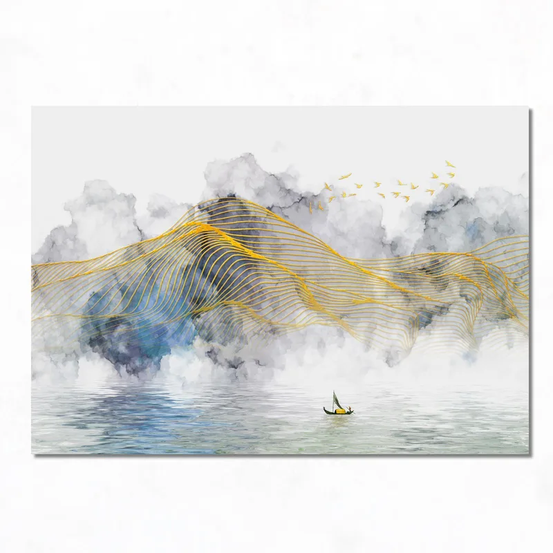 Golden Wave Landscape canvas art print
