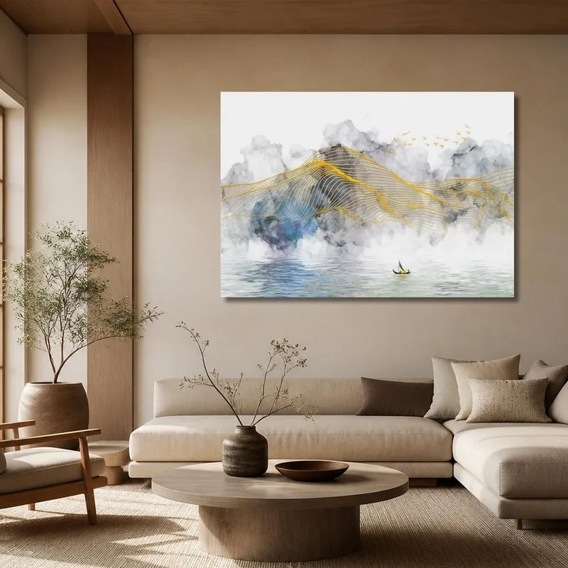 Golden Wave Landscape canvas art print