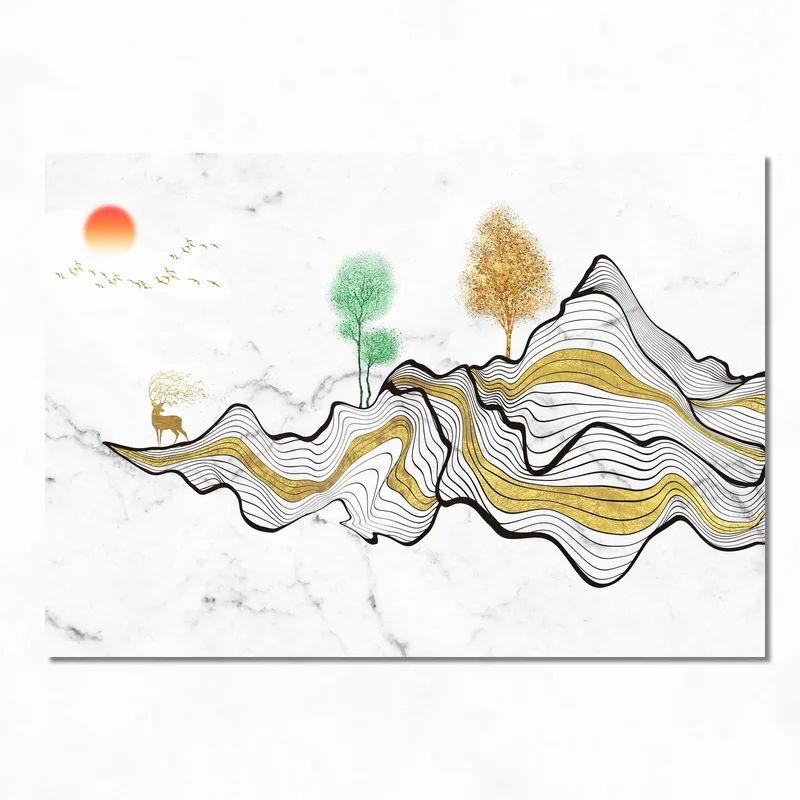Mountain Landscape with Deer fine art print