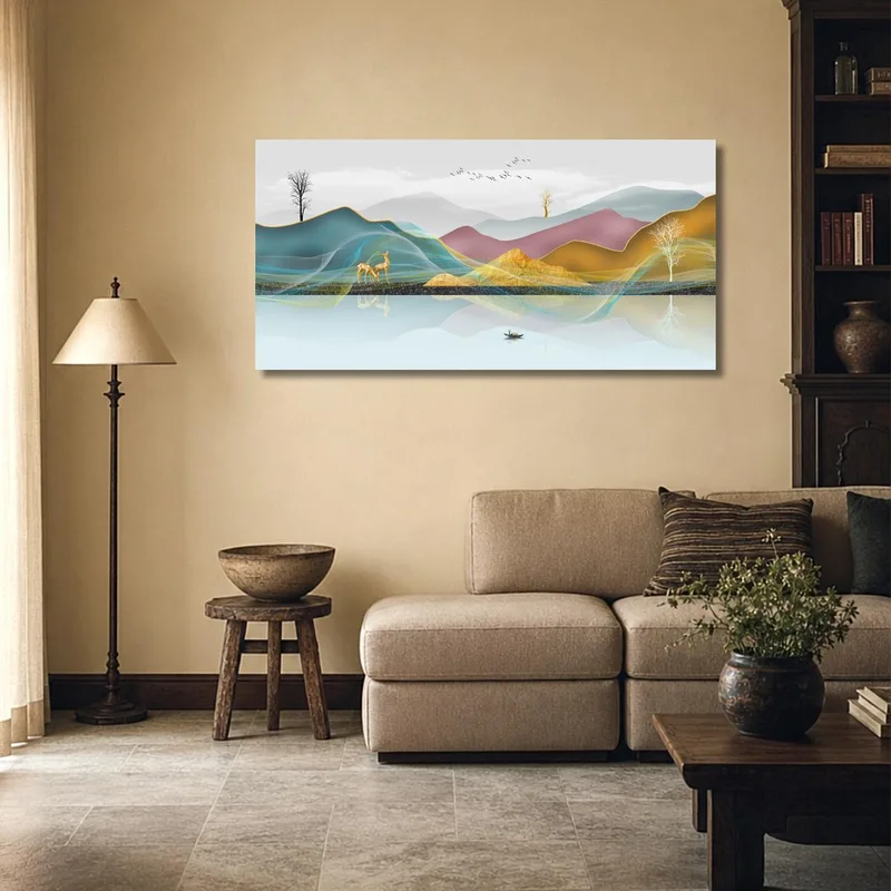 Goldenes Reh Landschaft drucken auf leinwand