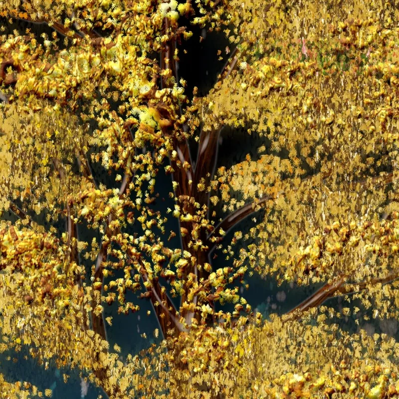 Impresion en lienzo silueta de árbol dorado