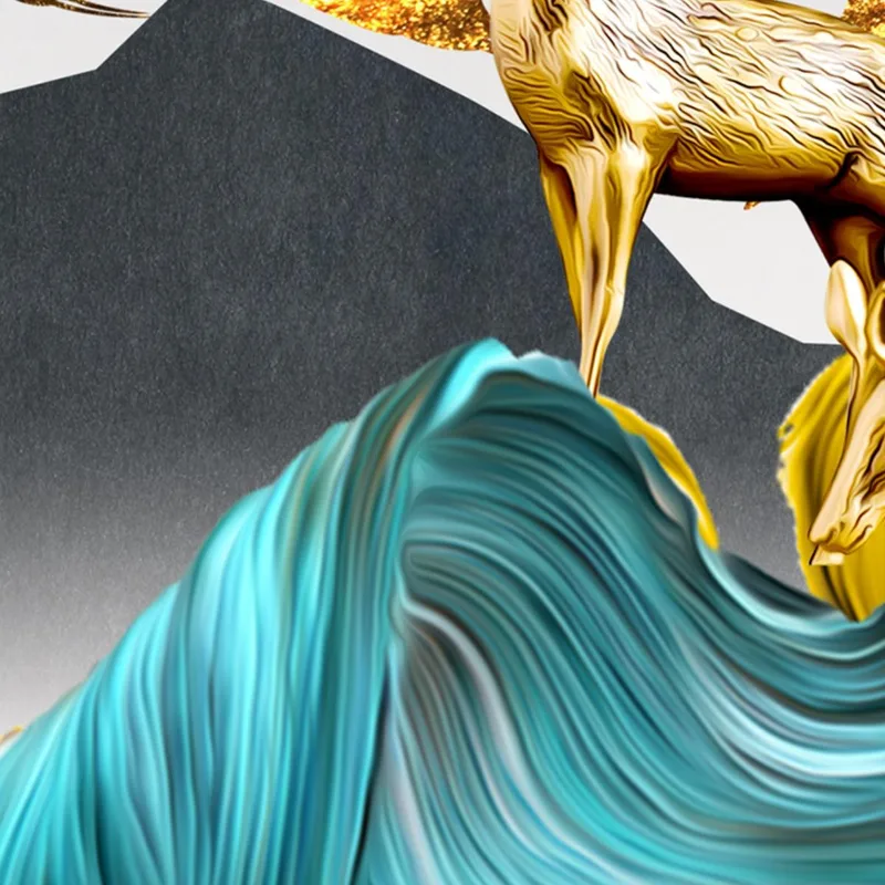 Cerf Doré dans un Paysage Tranquille tableau moderne
