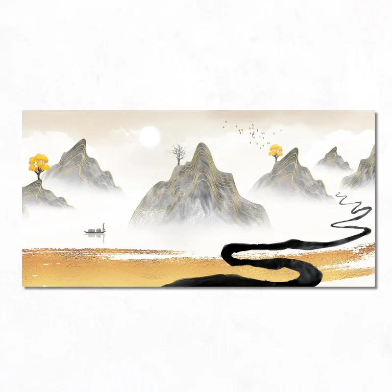 Serene Mountain Landscape modern canvas