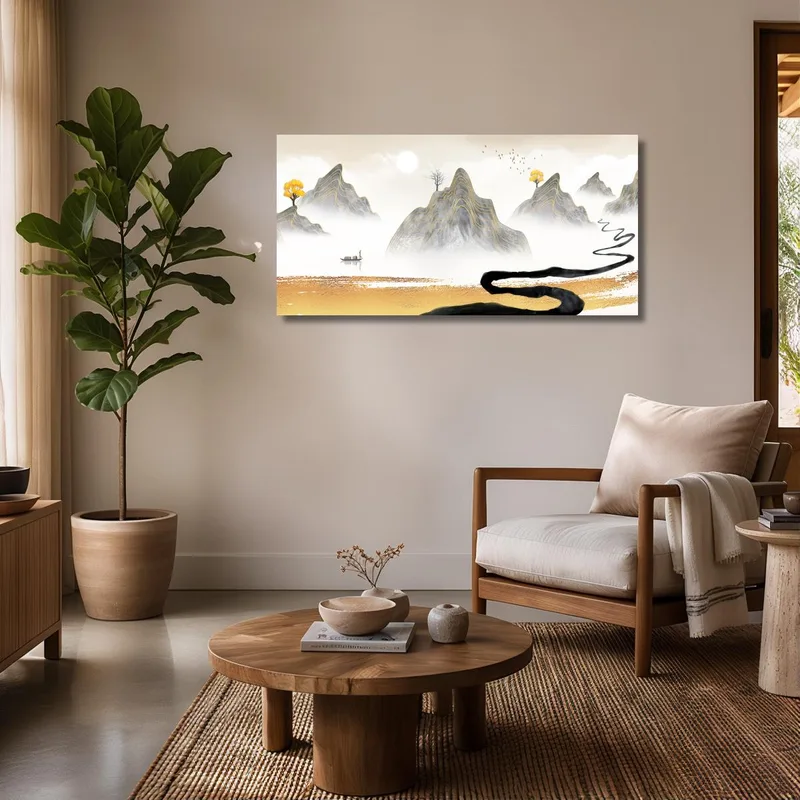 Serene Mountain Landscape modern canvas