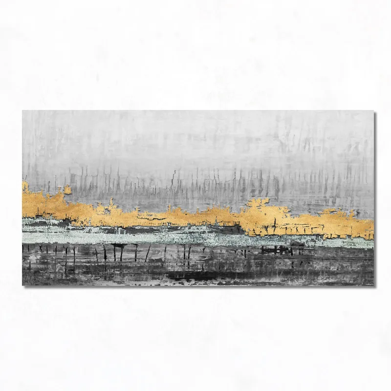 Toile artistique paysage abstrait doré