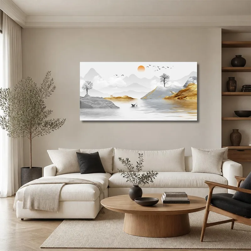 Quadro su tela riflesso di paesaggio montano