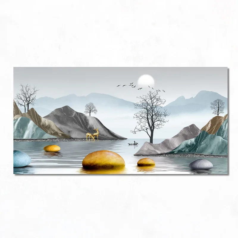 Impression sur toile cerf doré dans un paysage serein