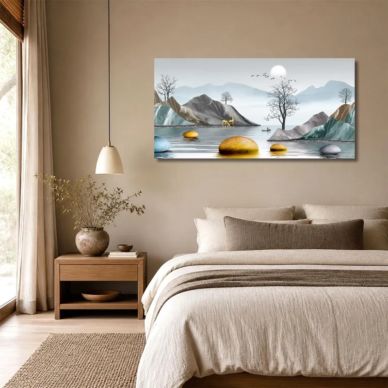 Impression sur toile cerf doré dans un paysage serein
