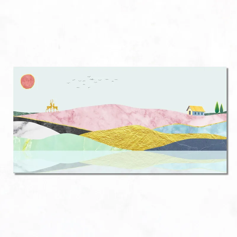 Goldenes Rehlandschaft modernes wandbild
