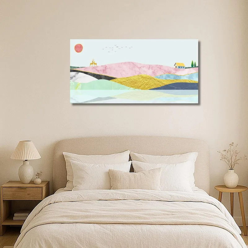 Goldenes Rehlandschaft modernes wandbild