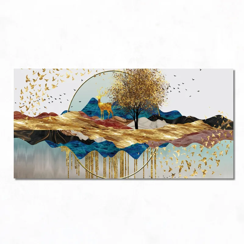 Golden Deer Landscape canvas art print