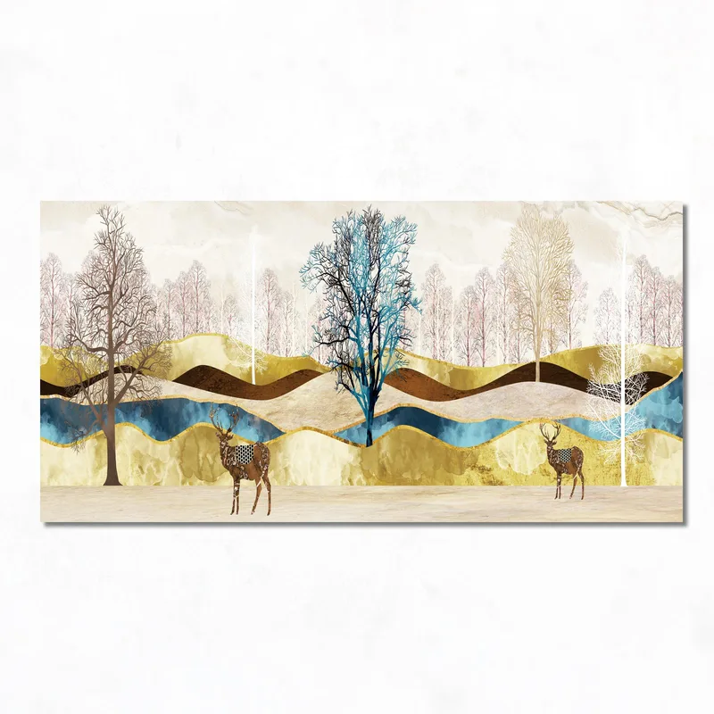 Canvas print deer in abstract landscape