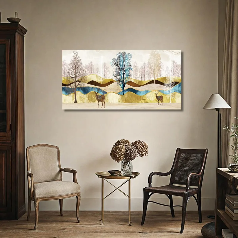 Canvas print deer in abstract landscape