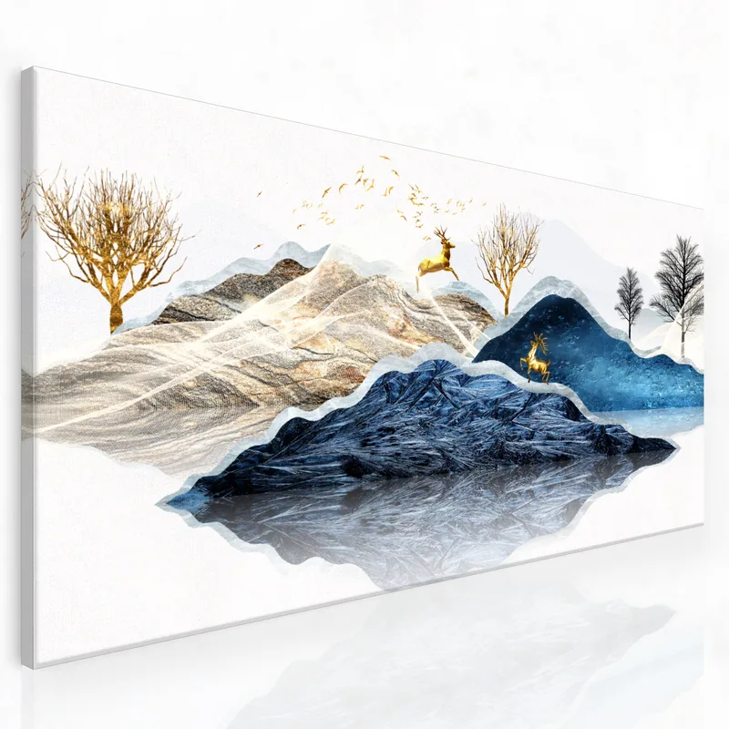 Goldenes Reh auf Berglandschaft modernes wandbild