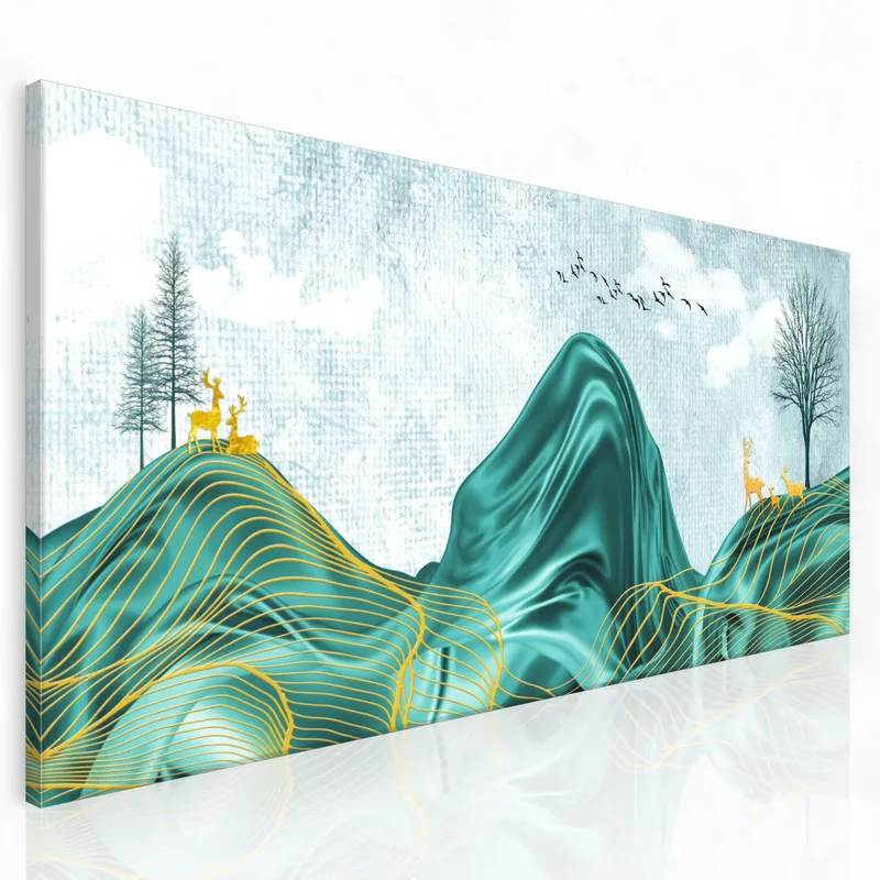 Kunstdruck goldenes reh berglandschaft