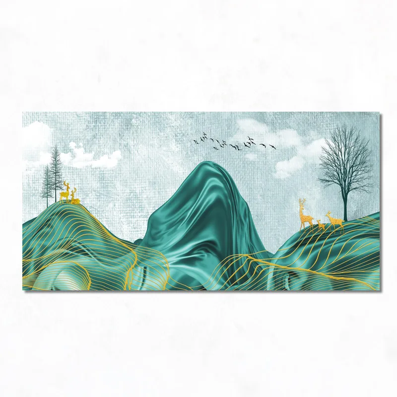 Canvas art print golden deer mountain landscape