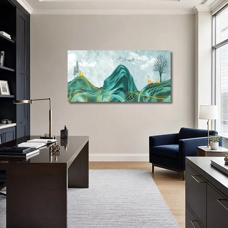 Canvas art print golden deer mountain landscape