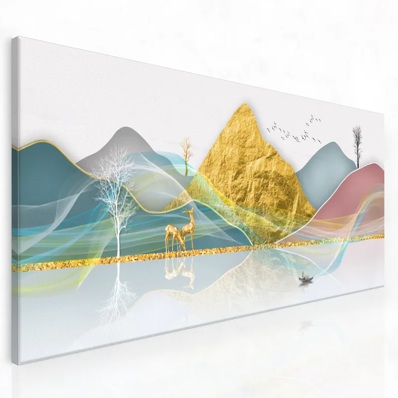 Goldene Berglandschaft drucken auf leinwand