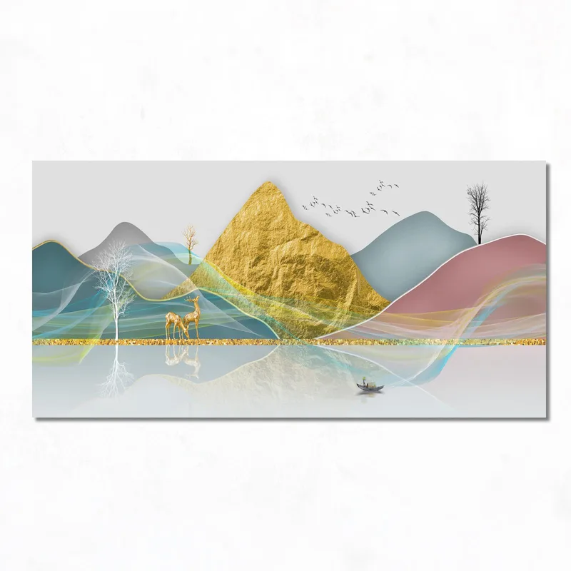 Golden Mountain Landscape modern canvas