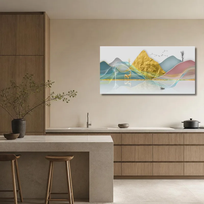 Golden Mountain Landscape modern canvas