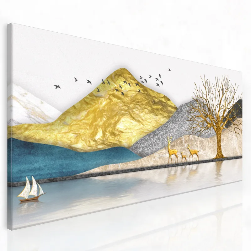 Goldene Berglandschaft modernes wandbild