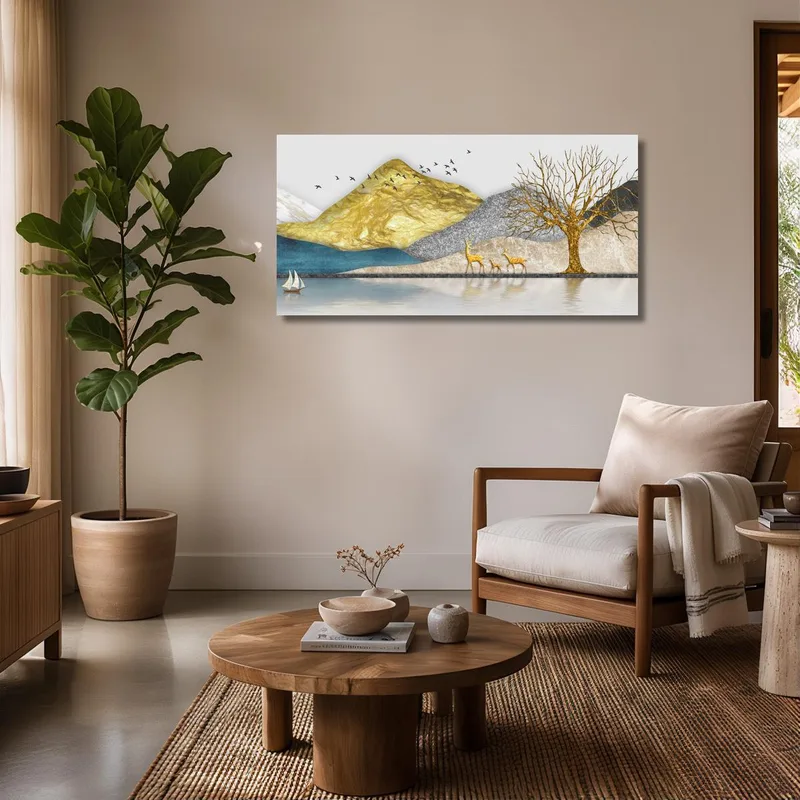 Golden Mountain Landscape canvas print