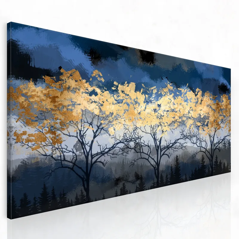 Goldene Baum-Silhouette drucken auf leinwand