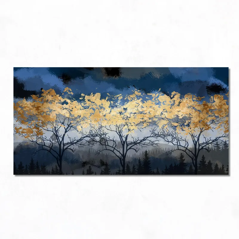 Golden Tree Silhouette canvas art print