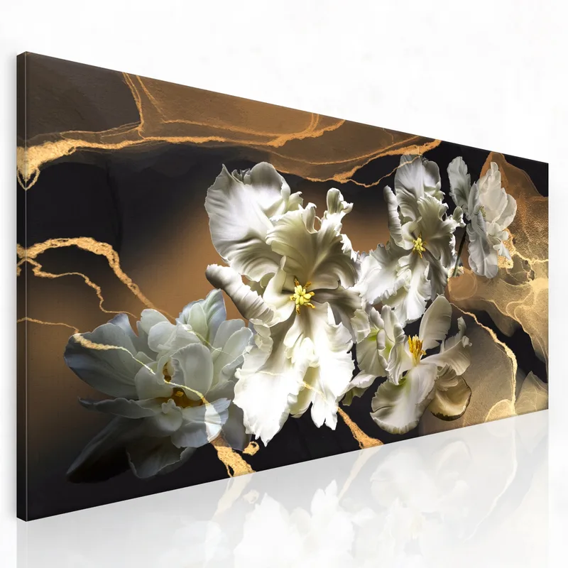 Leinwanddruck weiße florale eleganz