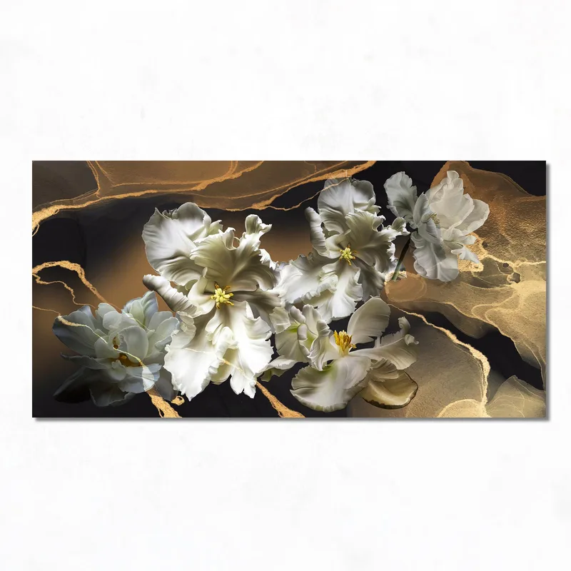 Modern canvas white floral elegance