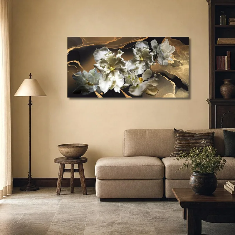 Modern canvas white floral elegance