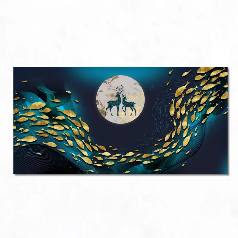 Canvas art print deer in moonlight